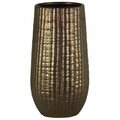 H2H Stoneware Cylindrical Vase with Engraved Lattice Zigzag, Bronze - Large H23251911